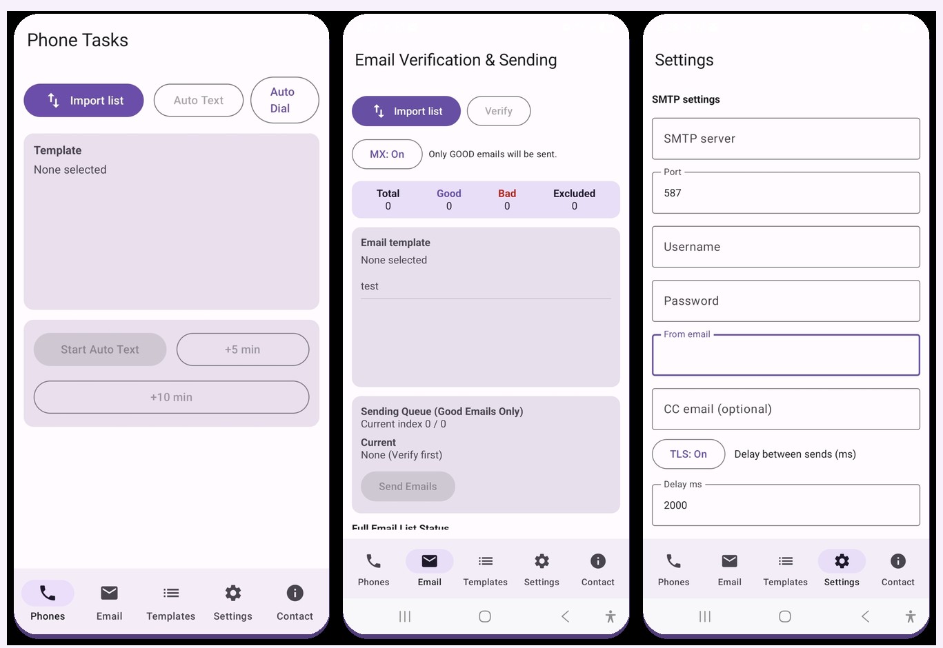 JulieApps Auto Text Calls Emails app preview